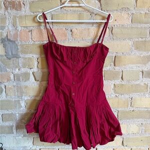 Chic Burgundy Button-Front Mini Dress